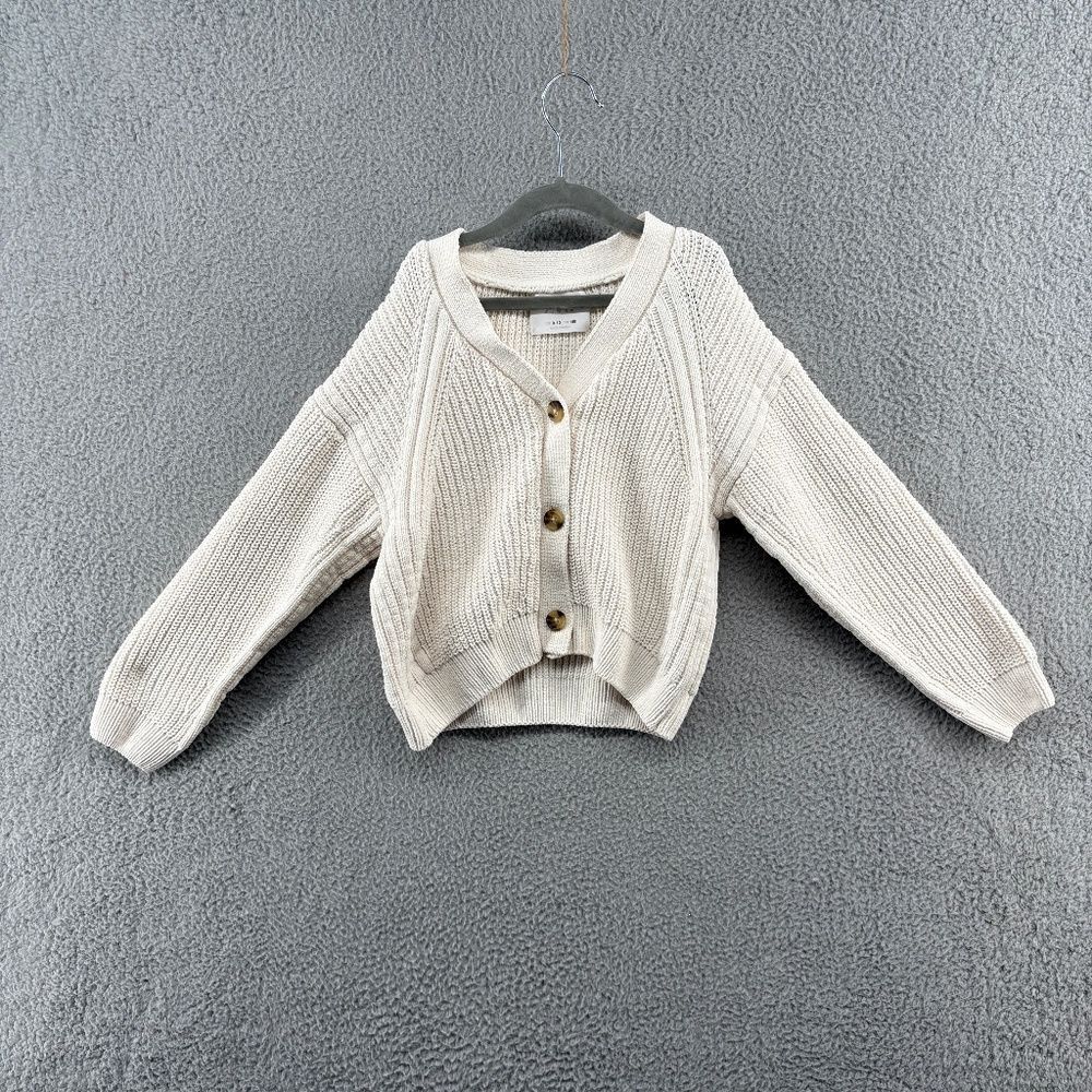 Zara Girls Cardigan knit cream 3 buttons boho neutral US 9-10
